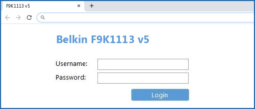 Belkin F9K1113 v5 router default login