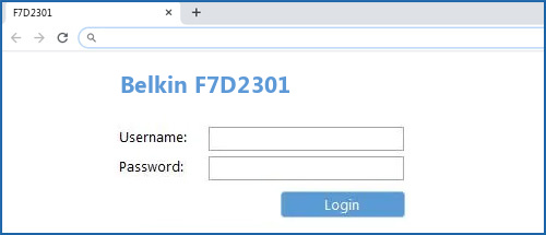 Belkin F7D2301 router default login