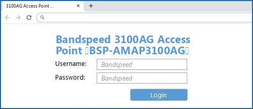 Bandspeed 3100AG Access Point (BSP-AMAP3100AG) router default login