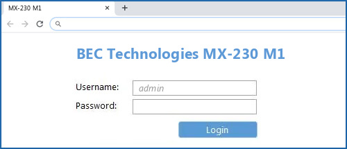 BEC Technologies MX-230 M1 router default login