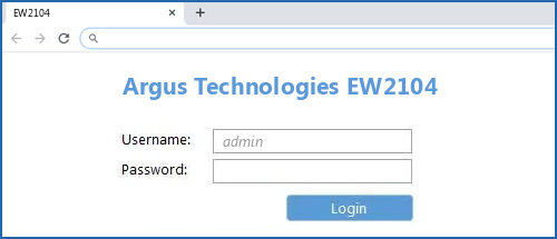 Argus Technologies EW2104 router default login