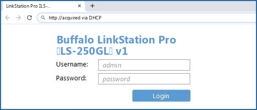 Buffalo LinkStation Pro (LS-250GL) v1 router default login