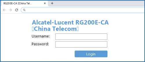 Alcatel-Lucent RG200E-CA (China Telecom) router default login