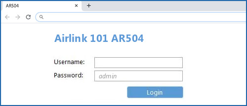 Airlink 101 AR504 router default login