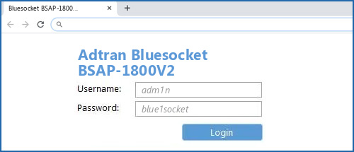 Adtran Bluesocket BSAP-1800V2 router default login