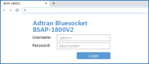 Adtran Bluesocket BSAP-1800V2 router default login