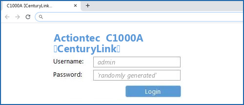 Actiontec  C1000A (CenturyLink)  router default login