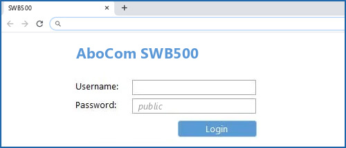 AboCom SWB500 router default login