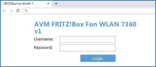 AVM FRITZ!Box Fon WLAN 7360 v1 router default login
