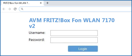 AVM FRITZ!Box Fon WLAN 7170 v2 router default login