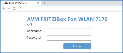 AVM FRITZ!Box Fon WLAN 7170 v1 router default login