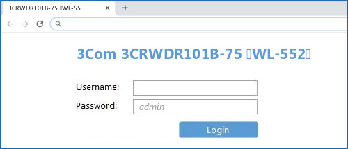 3Com 3CRWDR101B-75 (WL-552) router default login