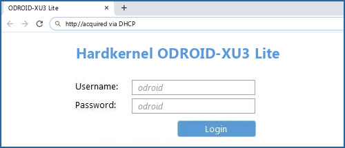 Hardkernel ODROID-XU3 Lite router default login