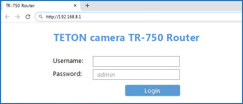 TETON camera TR-750 Router router default login