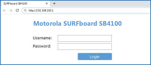 Motorola SURFboard SB4100 router default login