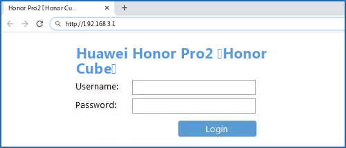 Huawei Honor Pro2 (Honor Cube) router default login