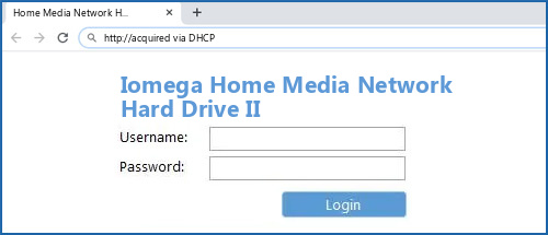 Iomega Home Media Network Hard Drive II router default login