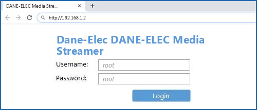 Dane-Elec DANE-ELEC Media Streamer router default login