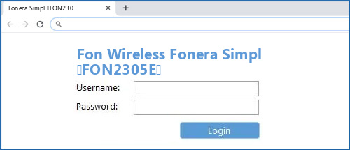 Fon Wireless Fonera Simpl (FON2305E) router default login