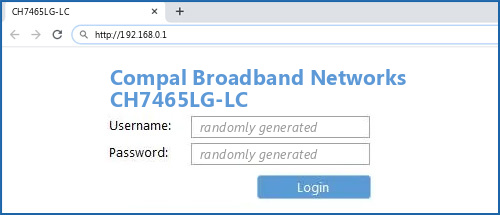 Compal Broadband Networks CH7465LG-LC router default login