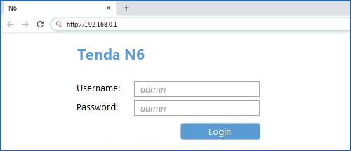 Tenda N6 router default login