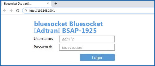 bluesocket Bluesocket (Adtran) BSAP-1925 router default login