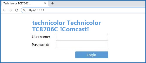 technicolor Technicolor TC8706C (Comcast) router default login