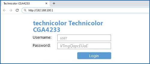 technicolor Technicolor CGA4233 router default login