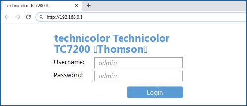 technicolor Technicolor TC7200 (Thomson) router default login