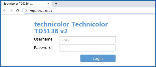 technicolor Technicolor TD5136 v2 router default login