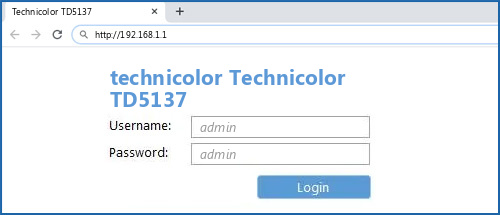 technicolor Technicolor TD5137 router default login