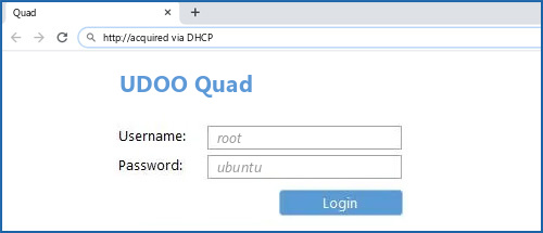 UDOO Quad router default login