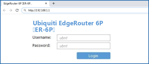 Ubiquiti EdgeRouter 6P (ER-6P) router default login