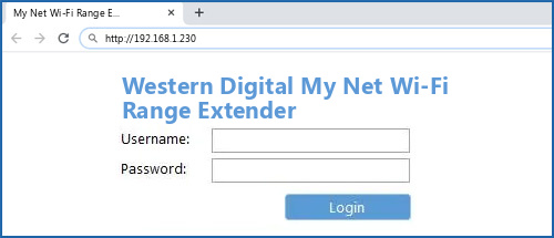 Western Digital My Net Wi-Fi Range Extender router default login