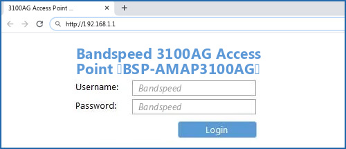 Bandspeed 3100AG Access Point (BSP-AMAP3100AG) router default login