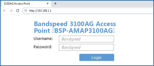 Bandspeed 3100AG Access Point (BSP-AMAP3100AG) router default login