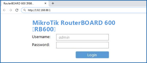 MikroTik RouterBOARD 600 (RB600) router default login
