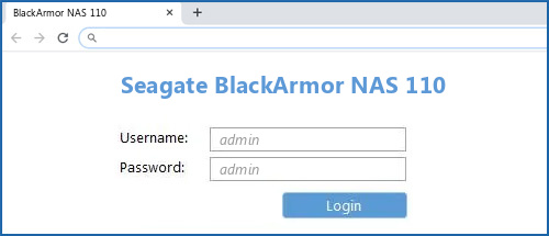 Seagate BlackArmor NAS 110 router default login