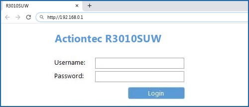 Actiontec R3010SUW router default login