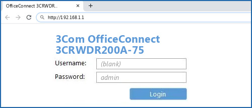 3Com OfficeConnect 3CRWDR200A-75 router default login