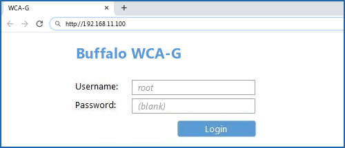 Buffalo WCA-G router default login
