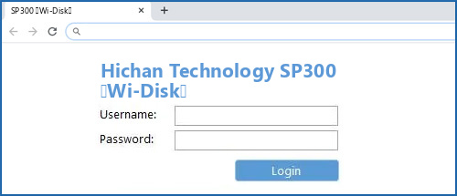 Hichan Technology SP300 (Wi-Disk) router default login