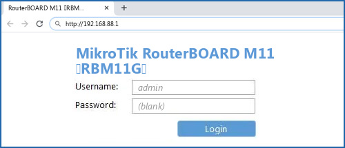 MikroTik RouterBOARD M11 (RBM11G) router default login