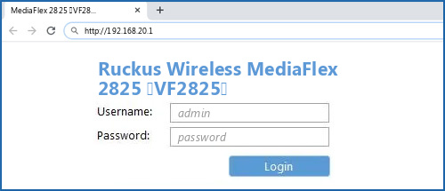 Ruckus Wireless MediaFlex 2825 (VF2825) router default login