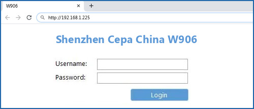 Shenzhen Cepa China W906 router default login