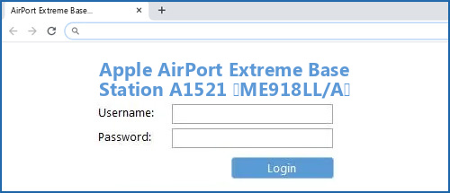 Apple AirPort Extreme Base Station A1521 (ME918LL/A) router default login