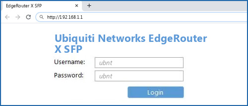 Ubiquiti Networks EdgeRouter X SFP router default login