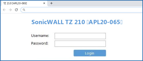 SonicWALL TZ 210 (APL20-065) router default login