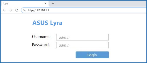 ASUS Lyra router default login