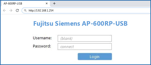 Fujitsu Siemens AP-600RP-USB router default login